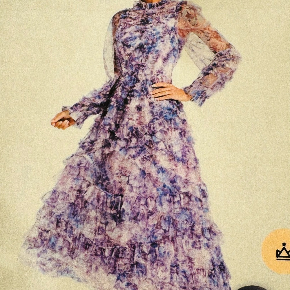 Elegant Purple Floral Women's Dress